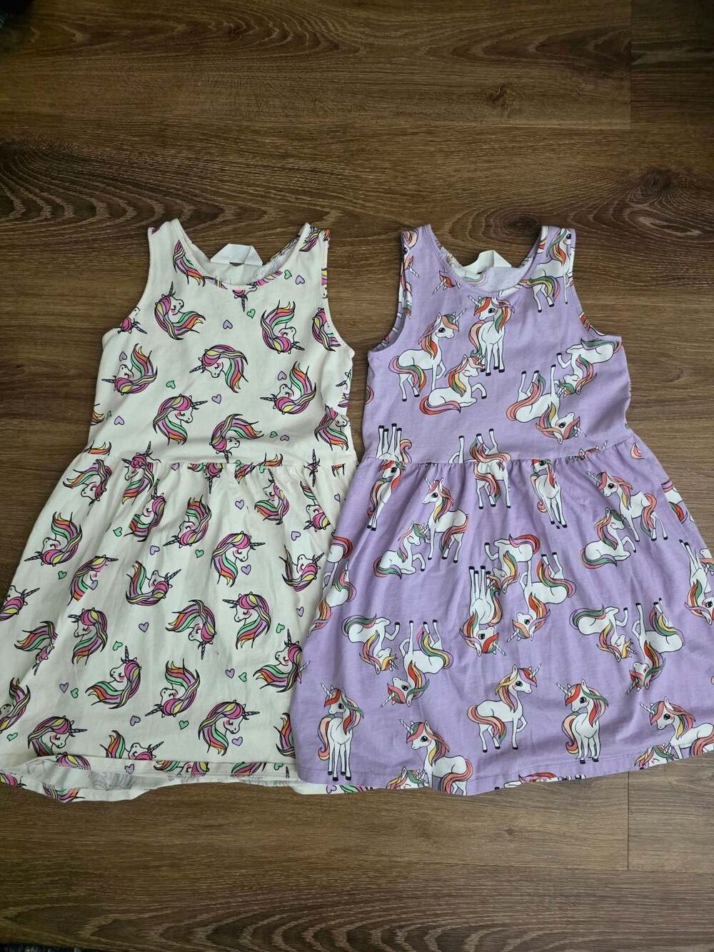 H&M Girls Sleeveless Unicorn Jersey Dresses (Set of 2) size 8/10 - Picture 1 of 6